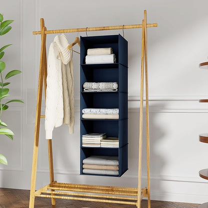 Hanging Closet Organizer and Storage 5-Shelf, Easy Mount Foldable Hanging