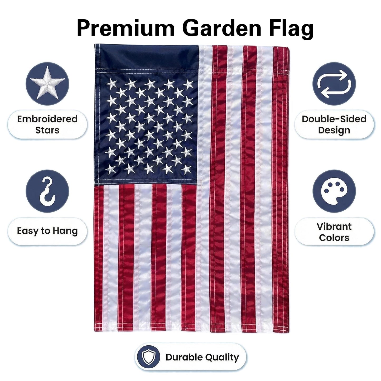 2 Pack American Flag Garden Flag 12x18 - Double Sided and Embroidered Stars Patriotic Yard Decor | Durable All-Weather Porch Flag for 4th of July, Memorial Day, Veterans Day & Everyday Outdoor/Indoor Use (2 Pack American Flag 12x18)