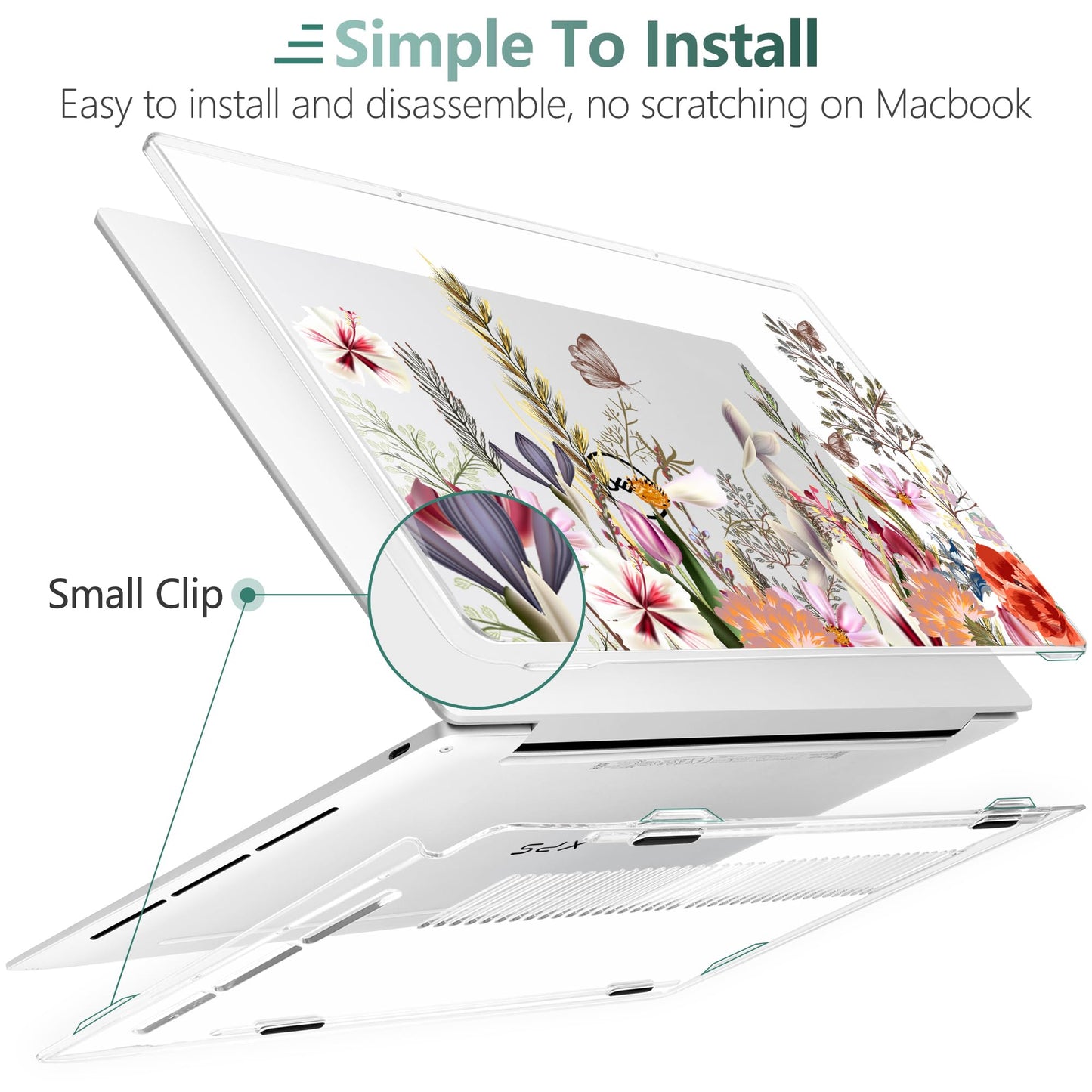 Batianda Case for 2024 Dell XPS 13 Laptop Copilot+ PC 13.4" Display Model Number 9345/9350, Lovely Ultra-Slim Lightweight Scratch-Resistant Hard Cover with Professional Protection, Flower Field