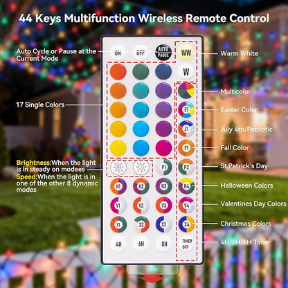 Obrecis Christmas Outdoor Net Lights, 204 LED 35 Color Changing Mesh Lights, 9.8 ft x 6.6 ft Waterproof Connectable Multicolored Halloween String Lights for Bushes Xmas Tree Wedding Party Home Decor