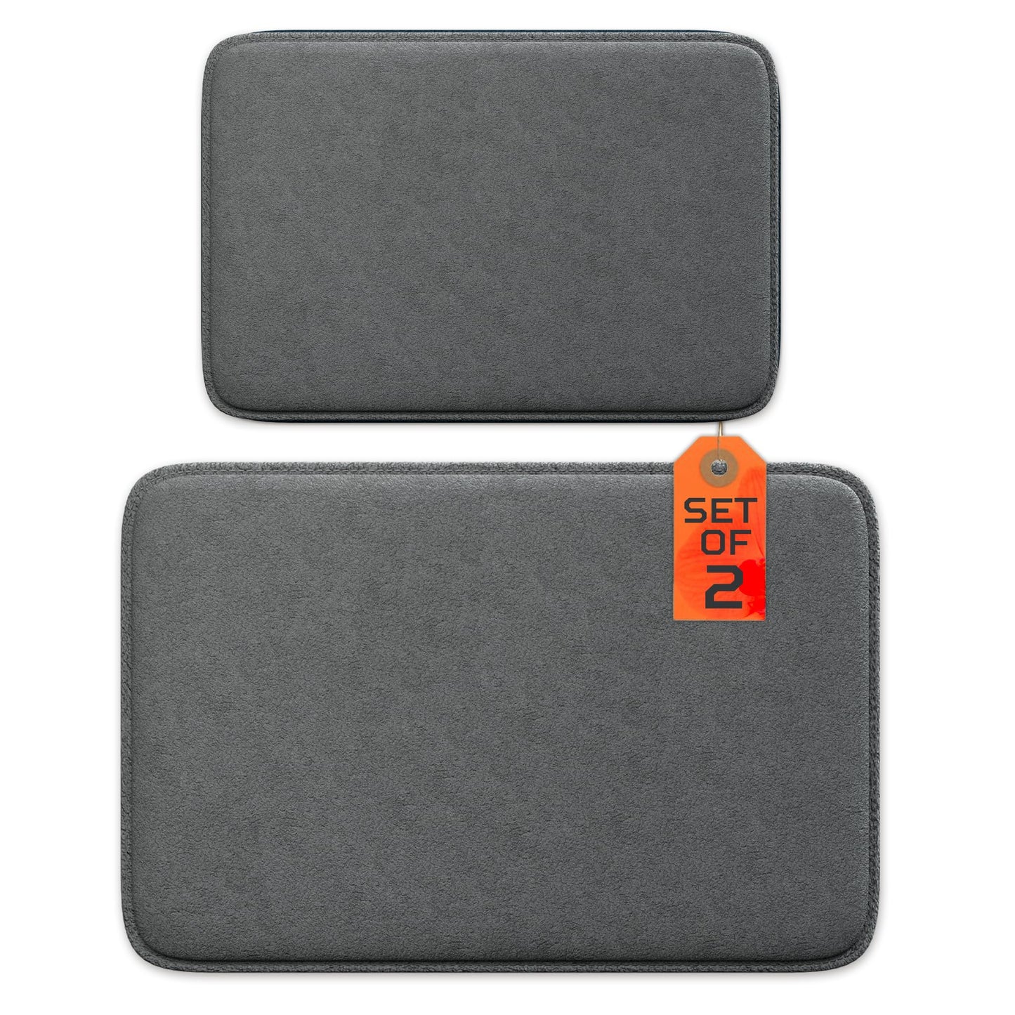 Elvoki 2-Piece Bathroom Rug Set - Memory Foam Bath Mats, Ultra-Soft, Water Absorbent, Machine Washable Charcoal Bathroom Rugs