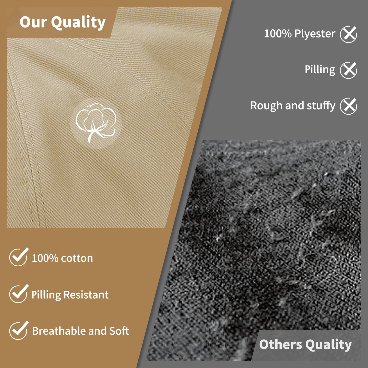 KUJUHA Newsboy Cap for Men Flat Cap 100% Cotton Irish Gatsby Ivy Golf Cabbie Hat Driving Hat Khaki