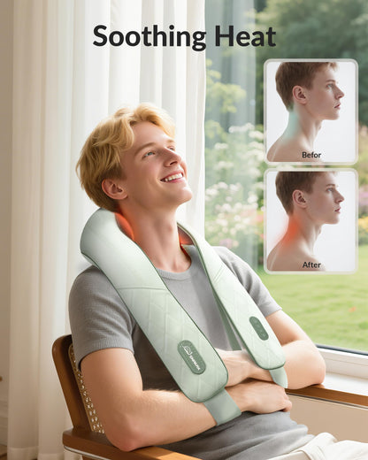 Snailax Cordless Massager - Shiatsu Neck and Shoulder Massager with Heat, Portable, Lumbar, Back Electric Massage Pillow, Christmas Gift