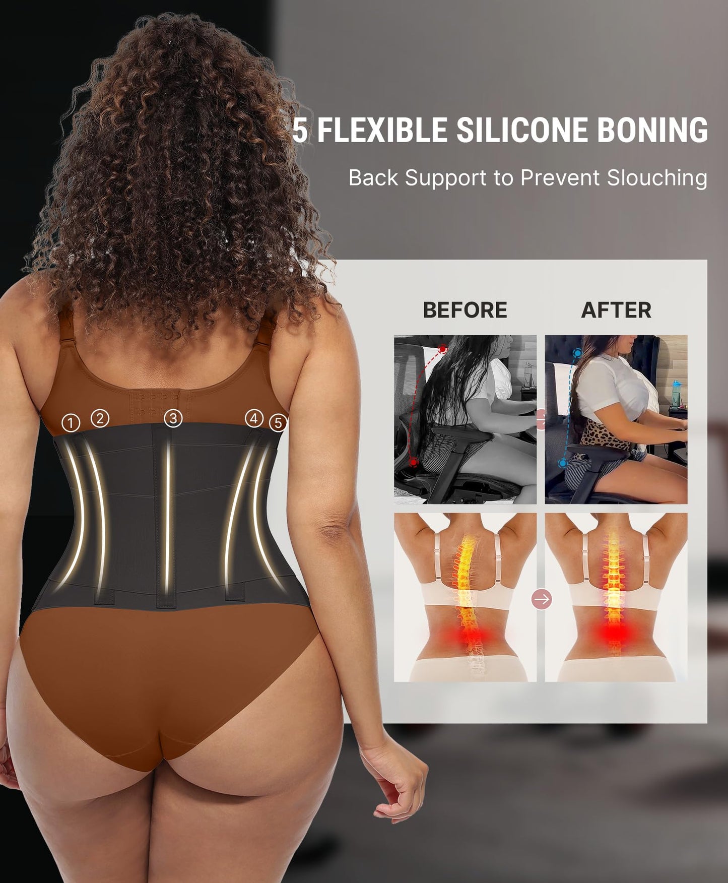 FeelinGirl Women Corset Workout Waist Trainer Belt Tummy Control Waist Cincher Sport Waist Trimmer Black XL
