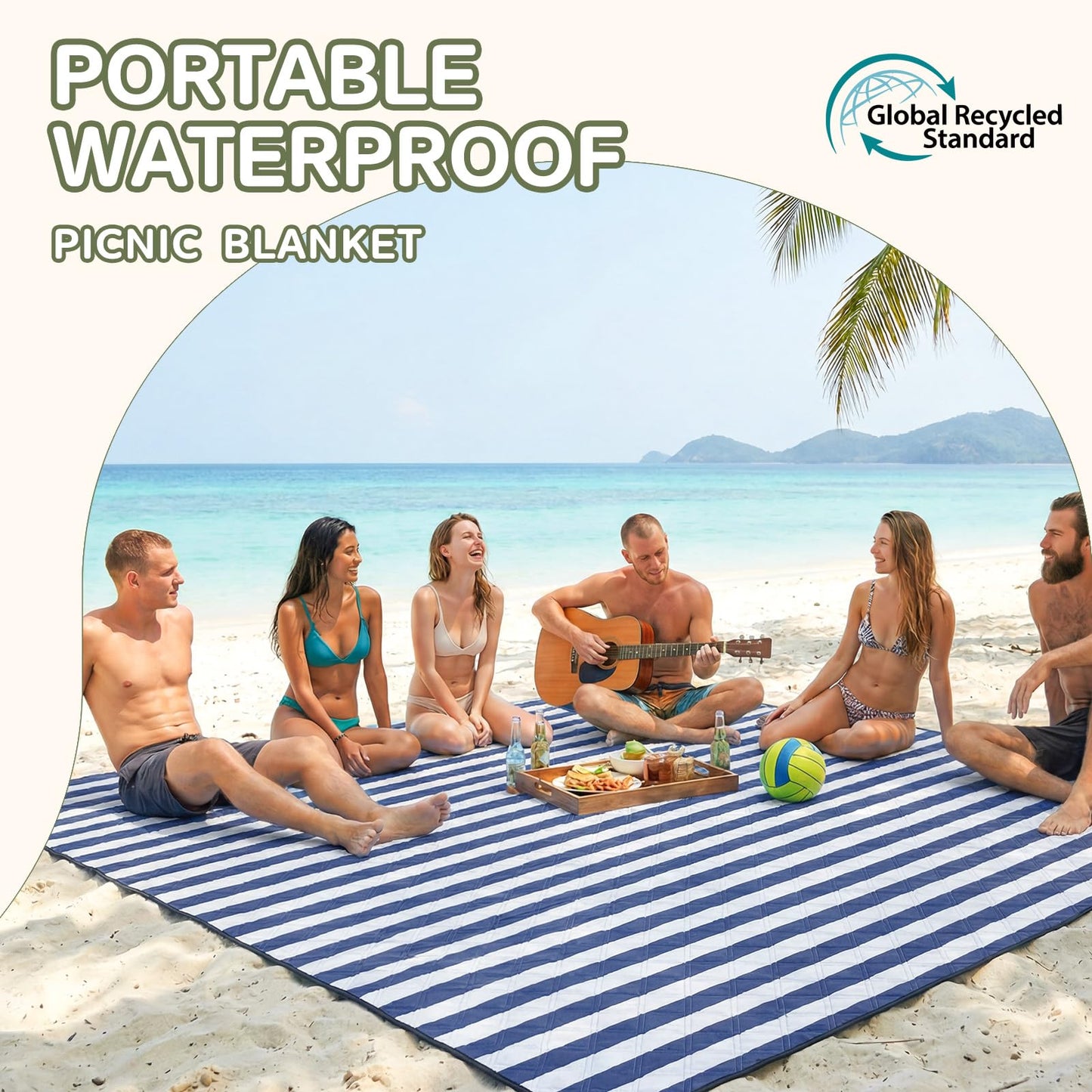 Genovega Waterproof Sandproof Beach Blanket Picnic Outdoor Mat Rug Extra Large Foldable Sand Free Big Giant XL Towel Car Essential Roadtrip Gadget Rv Accessories Gear Must Have Hiking Item Necessities