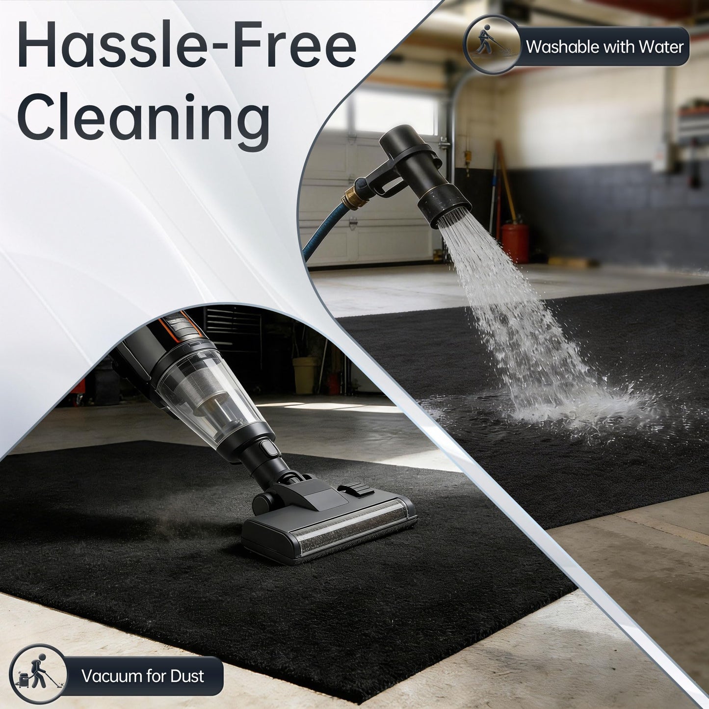 7'4"x17' Oversized Garage Floor Mat - Oil & Fluid Absorbent, Leak-Proof Rubber Backing, Heavy Duty All-Weather Protector for Car Sedan SUV Trucks & RVs, Trimmable Non-Slip