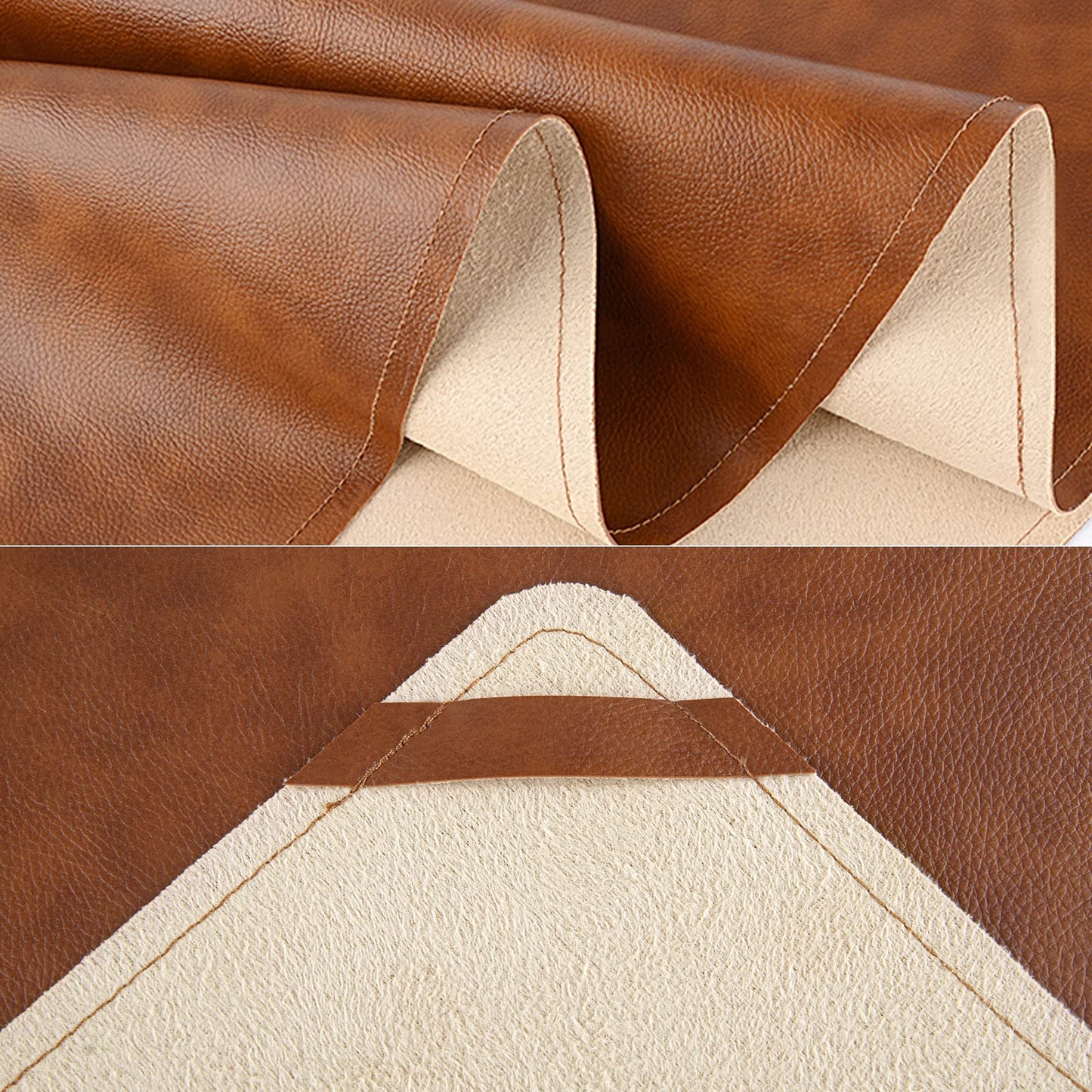 Linkidea Vegan Leather Table Runner, 71 x 13 Inches Heat Insulation, Waterproof, Faux Leather Table Mat, Great for Daily Use, Holidays and Catering Events, Easy to Clean (Brown), LI4504