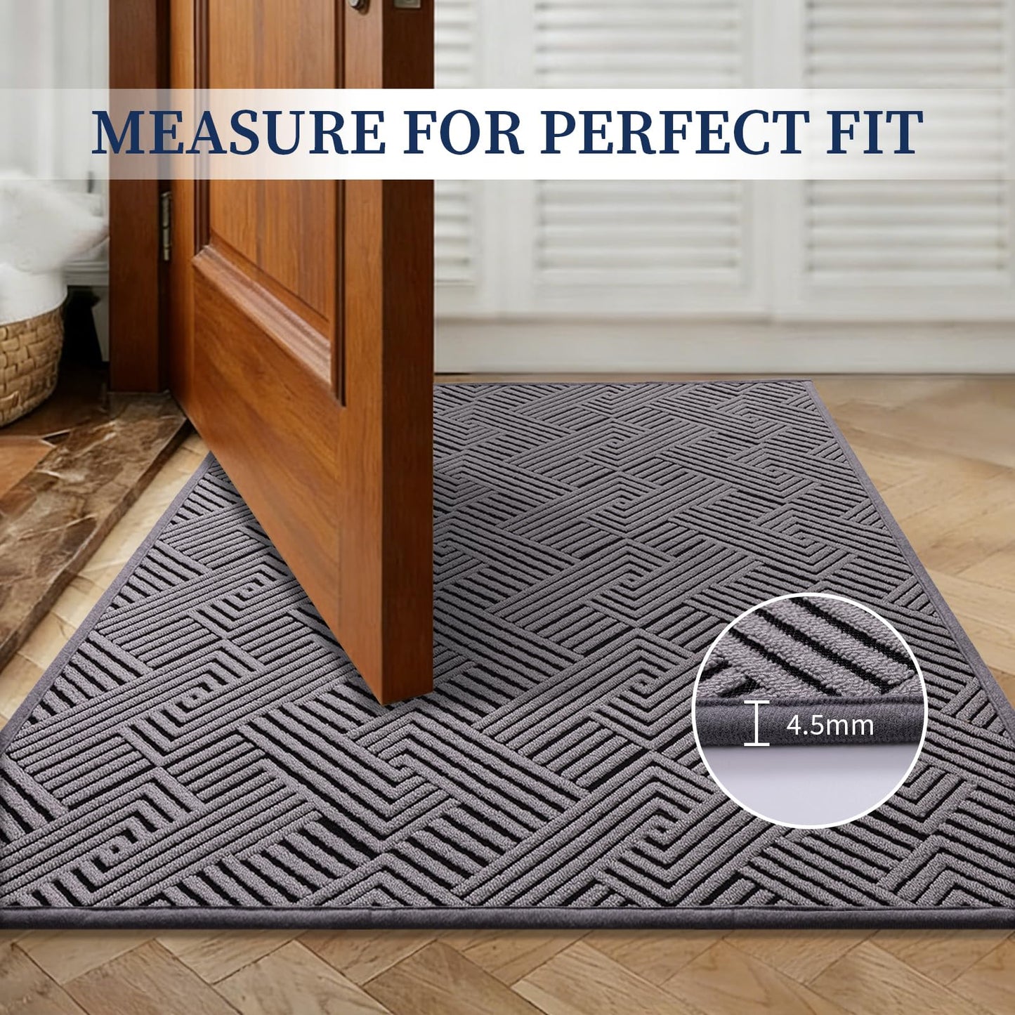 YIHOUSE Dirt Trapper Door Mat 32" x 47", Non-Slip Washable Entrance Mat, Dirt Resistant and Absorbent Welcome Mat, Low Profile Floor Mat for Front/Back Door, Entryway, Grey