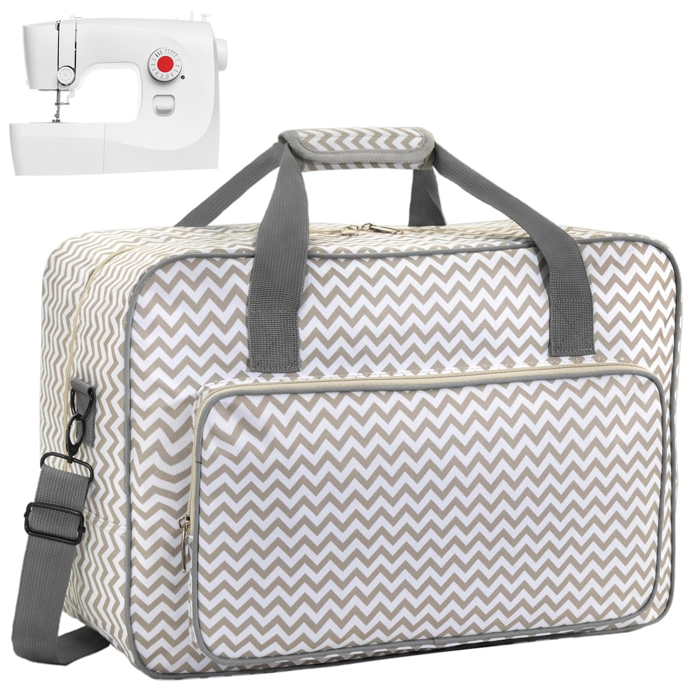 Haroranax Sewing Machine Case - Travel sewing machine bag with handle - New Sewing Machine Carrying Case - Suitable for Singer, Brother, Janome, and Most Standard Sewing Machine (White)
