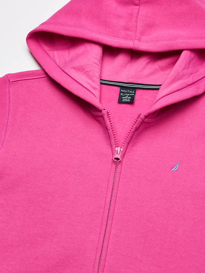 Nautica Girls' Big Fleece Full-Zip Hoodie Sweatshirt, Rose, 16