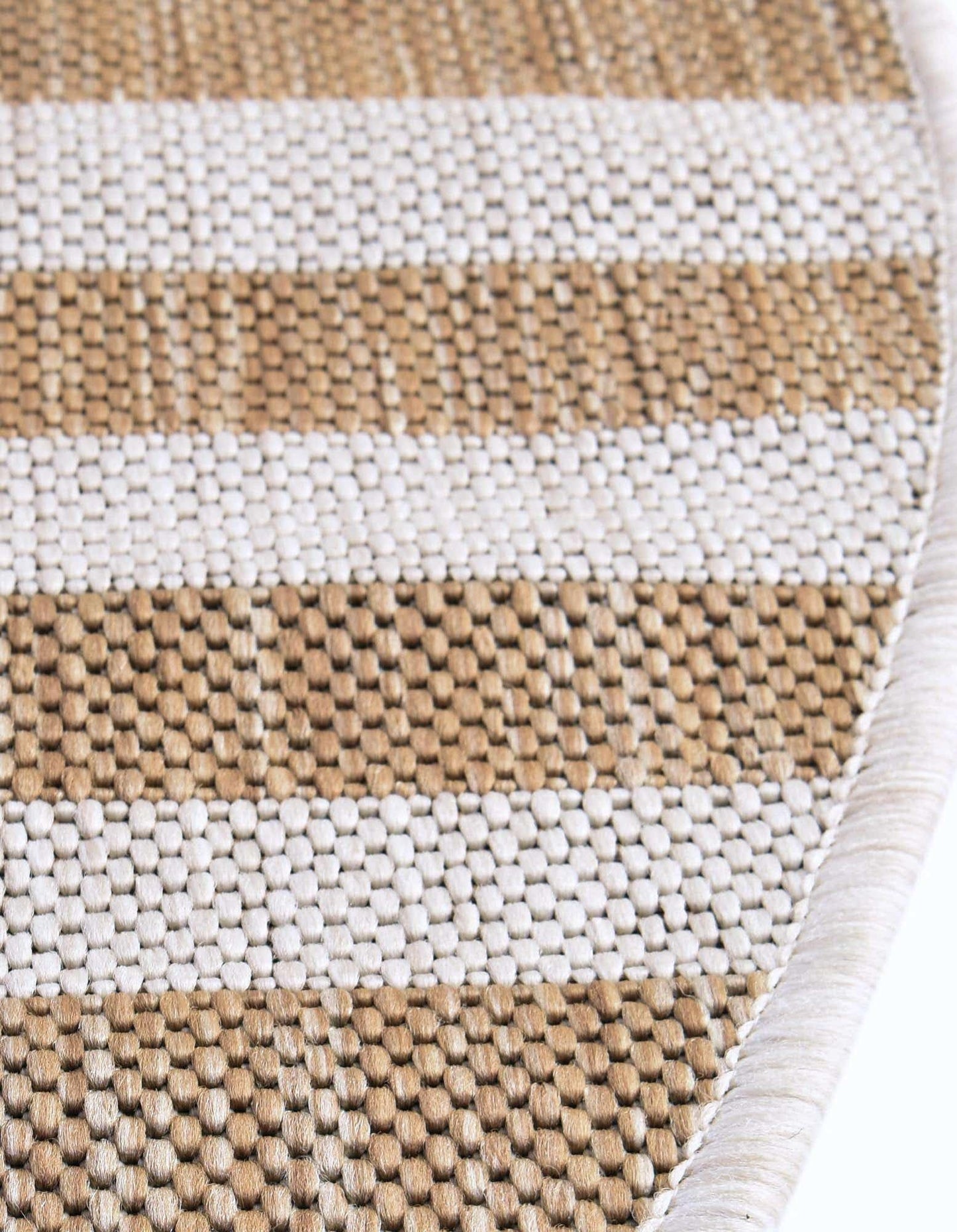 Unique Loom Outdoor Striped Collection Area Rug - Striped (5' 3" Round Taupe/Ivory)