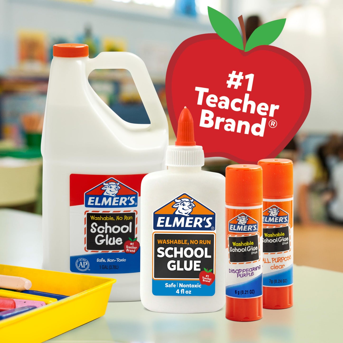 Elmer's Liquid School Glue, Slime & Craft, Safe and Non-Toxic, Washable, White, 4 Ounces Each, 12 Count - For Classroom, Home, Office, Teacher Supplies, #1 Teacher Brand