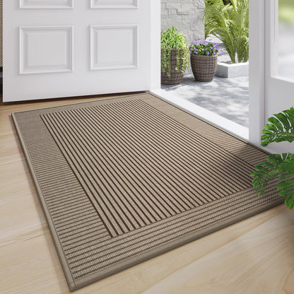 QiCaiJia Door Mat 17"x30", Thin Dirt Trapper Entryway Door Mats Non Slip Washable Doormat, Low-Profile Welcome Mat for Inside Front Backdoor and Entrance