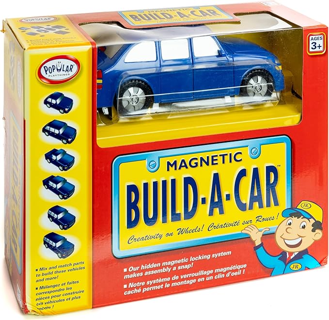 Popular Plaything Magnetic Build-A-Car Set Build-Your-Own Car Toy for Creative Vehicle Play Gifts for Kids Ages 3 &amp Up - 11 Pieces
