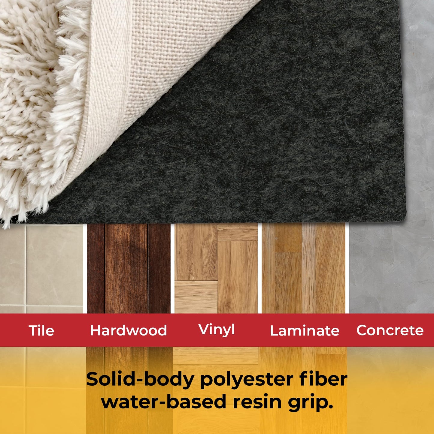 Hold-a-Rug Plush 2' x 4' Nonskid, Nonslip Rug Pad, Reversible Gripper, ¼ Thick, Safe for All Floors and Carpet, Keep Area Rugs Secure