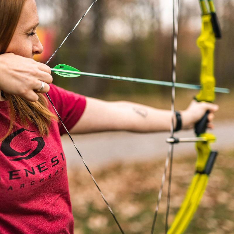 Genesis Original Compound Bow & Arrow Kit- Adjustable Riser, 15"-30" Draw Length, 10-20 lb Draw Weight, All Skill Levels, Draw Hand - Left, Yellow