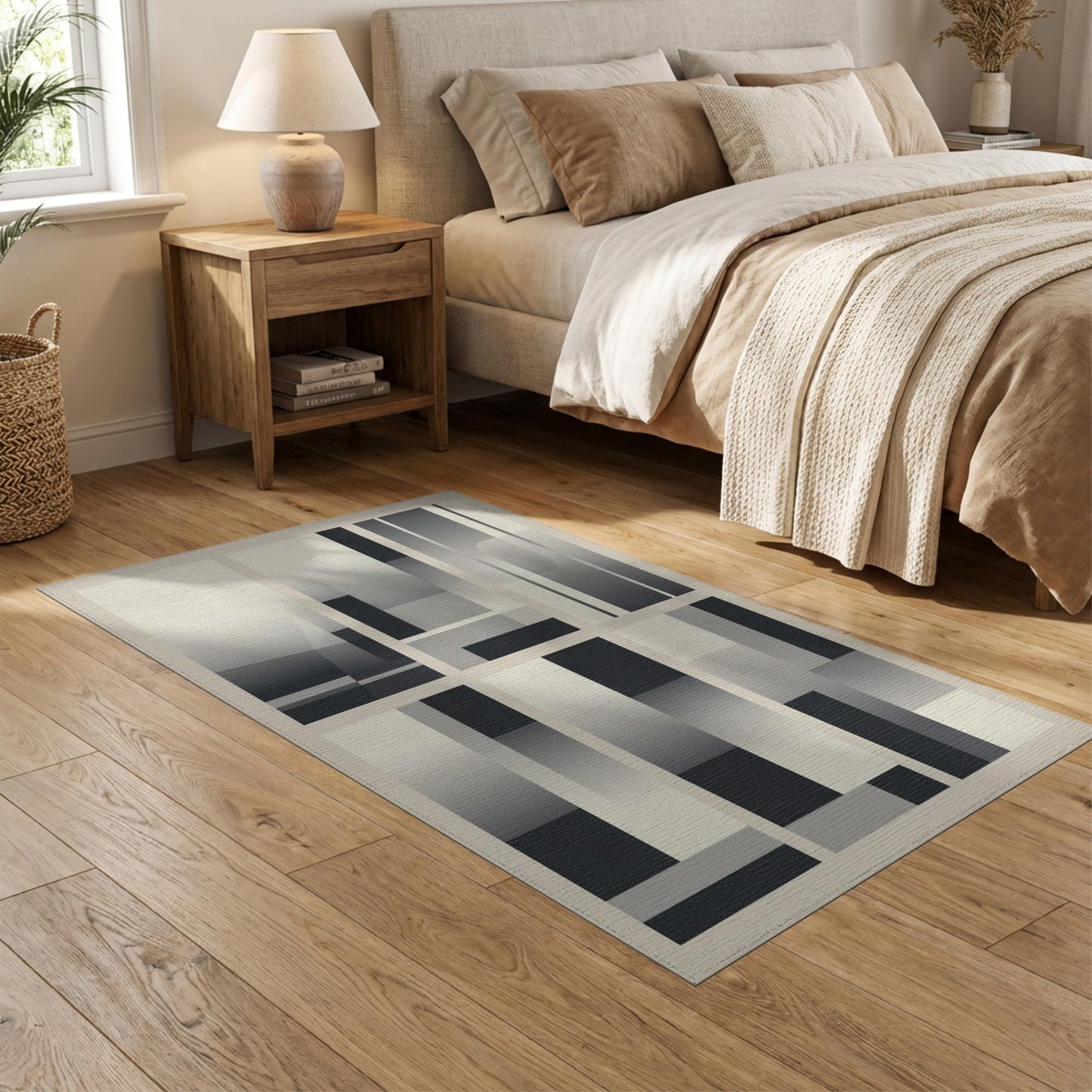 ODIKA 5'x7' Abstract Gradient Block Fade Irregularly Blend Odd Shaped Ombre Playful Washable Area Rug for Guest Room, Lounge, Apartment, Non-Slip Low Profile