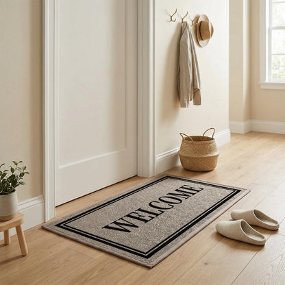 Artoid Mode Welcome Washable Doormat, Seasonal Decor Non Slip Low-Profile Absorbent Natural Rubber Back Door Mat 17x29 Inch