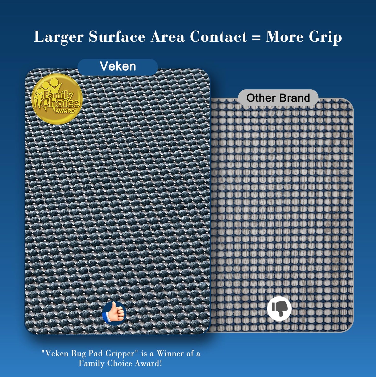 Veken 6x9 Ft Rug Pad Gripper for Hardwood Floors, Non Slip Dark Blue Rug Pads for Area Rugs, Thick Rug Grippers for Tile Floors, Under Carpet Anti Skid Mat, Keep Your Rugs Safe and in Place
