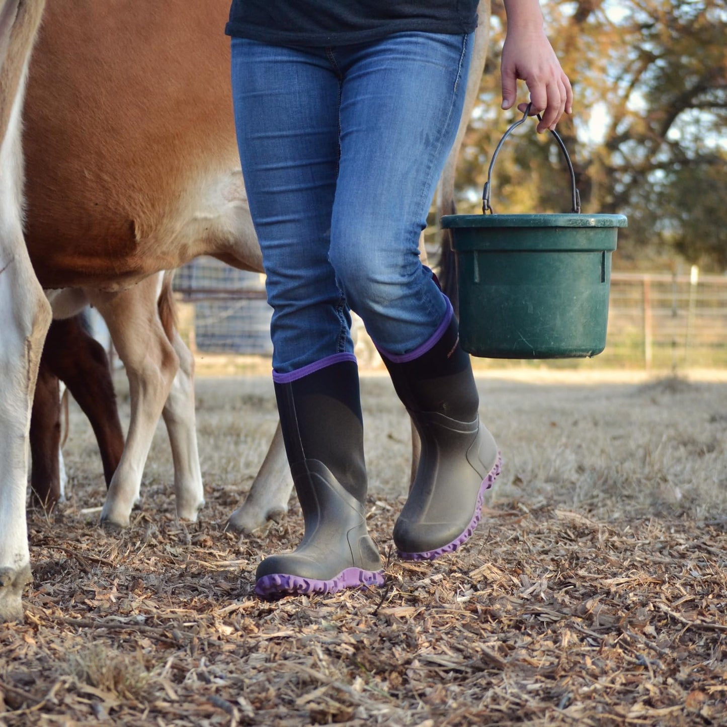 Showave Women's Rain Boots Tall Insulated Rubber Boots for Women Neoprene Waterproof Boot Durable Mud Boot for Gardening Farming Fishing(Purple,Size 7)