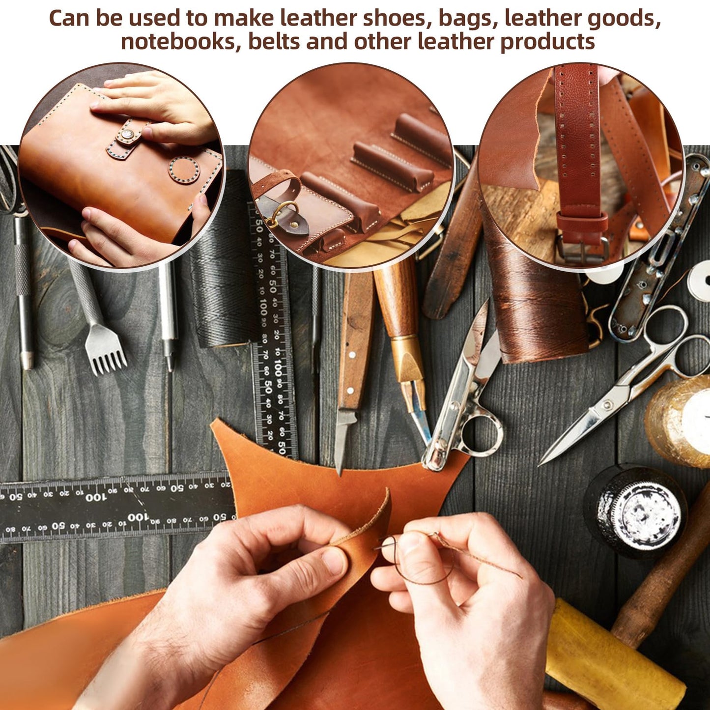 Yizzvb Stitching Pony, Leather Stitching Pony Clamp-Table Desktop Pony Horse Clamp with Sewing Needles, DIY Stitching Clamp, 96 PCS Leathercraft Repair Tools with Awl for DIY Leather Hand Stitching