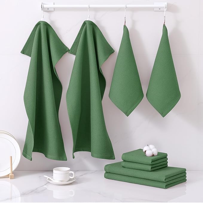 Homaxy 100% Cotton Kitchen Towels and Dishcloths Set