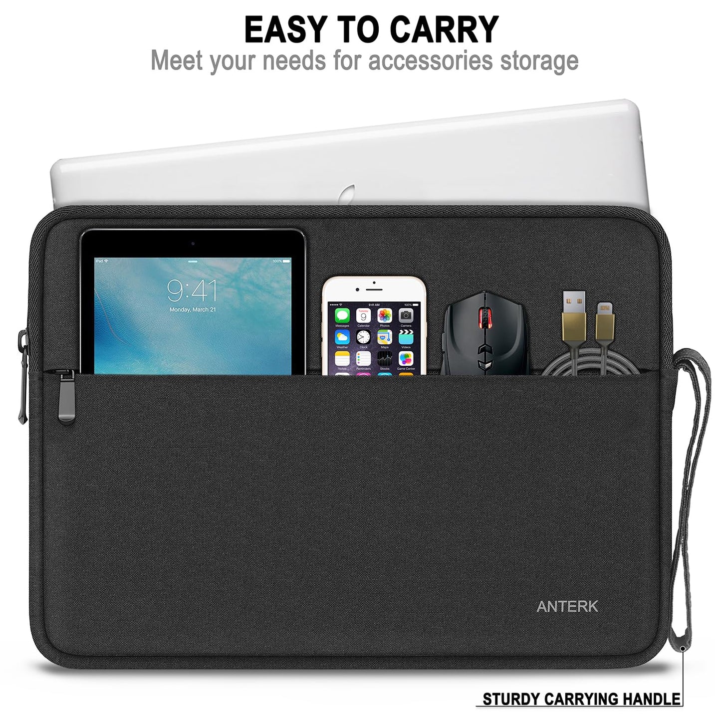 Laptop Sleeve 14 Inch, Water Resistant Traveling Computer Cover with Handle, Shockproof Protective Carrying Laptop Case Compatible for 14 Inch MacBook Air/Pro, HP, Dell, Asus, Lenovo, Black