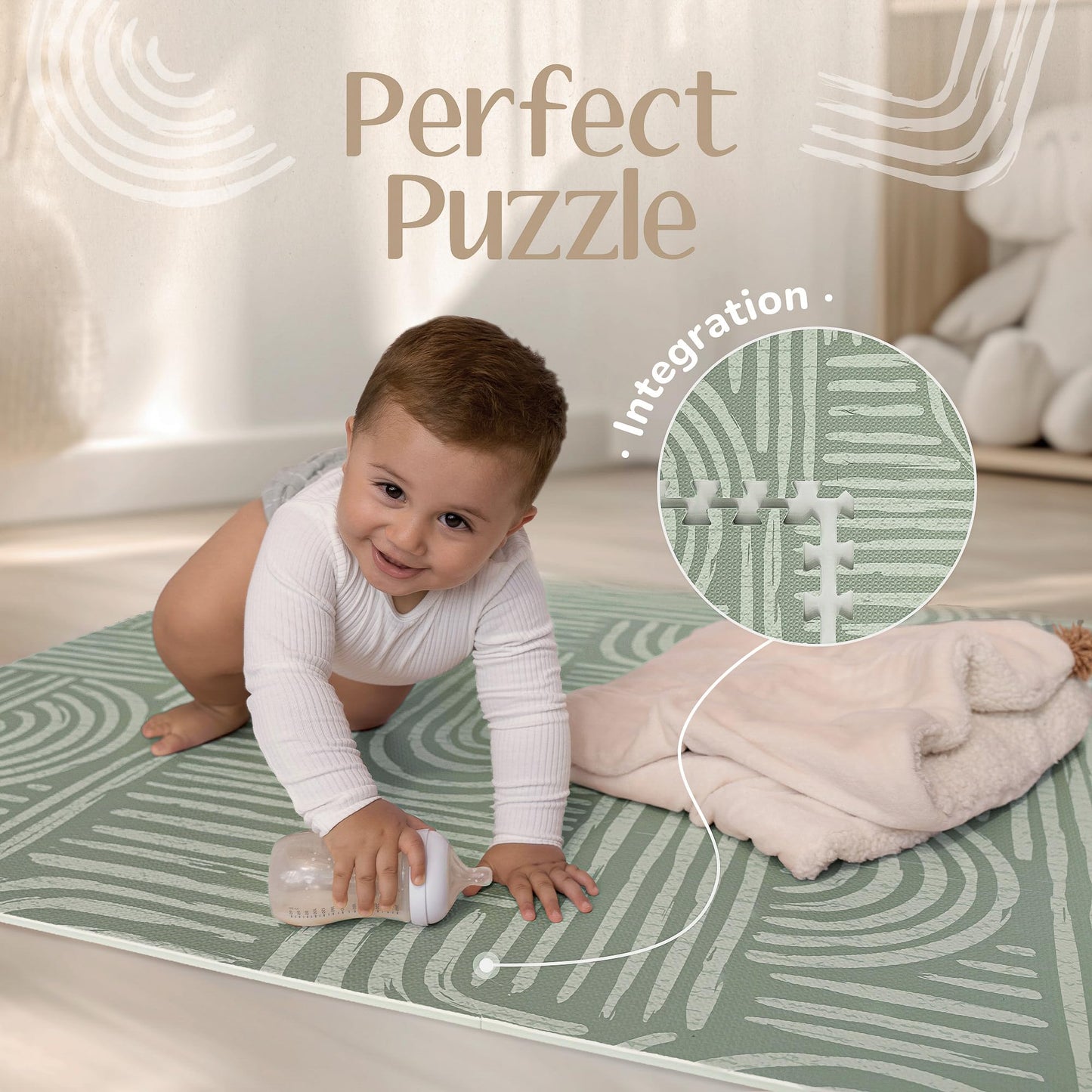 Baby Play Mat – Premium Foam Playmat for Babies & Toddlers, 67" x 48", Neutral Modern Look, Easy-Clean & Non-Toxic, Decor-Friendly Baby Floor Play Mat for Any Room – Co-Toddlery