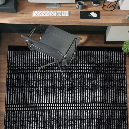 Rugshop Contemporary Stripe Lines High Traffic Living Room,Bedroom,Kitchen, Home Office Area Rug 5' x 7' Black