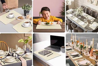 Aofmee Faux Leather Placemats Set of 6 - Waterproof - Wipeable - Washable - Heat Resistant - Anti Slip Stain Resistant Kitchen Dining Table Place Mats, Suitable for Indoor & Outdoor Use, Easy to Clean
