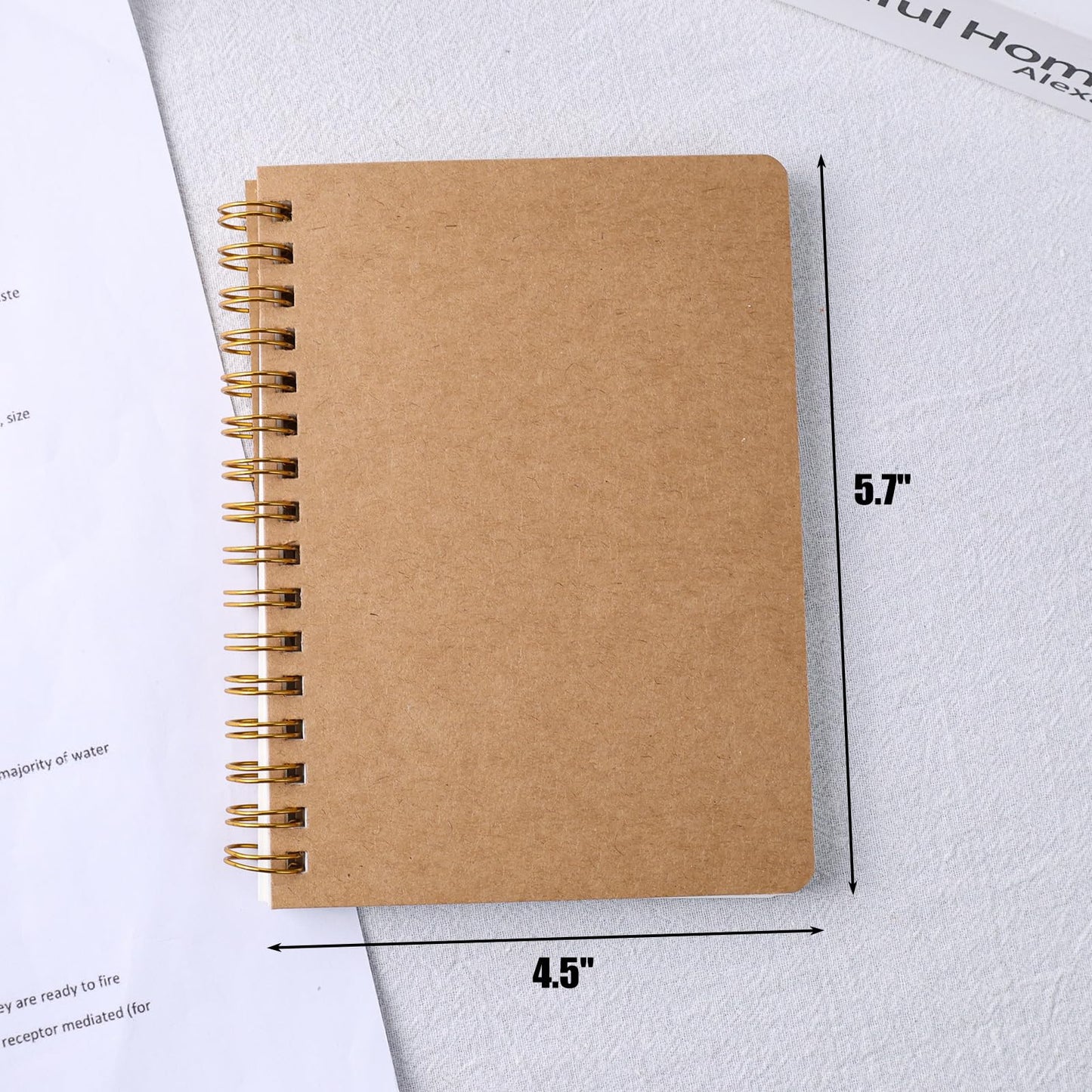 Koogel 4PCS Mini Spiral Notebooks, 4.5x 5.7inch Small Blank Pocket Notebooks Kraft Hardcover Journals Tiny Notepads for School Office Note Taking Supplies, 80 Sheets/160 Pages