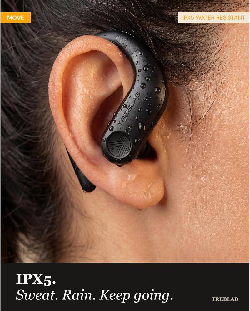 TREBLAB X3 Pro - Wireless Sports Earbuds | Comfortable Bluetooth Headphones with Secure Ear Hooks, 12H Battery Life, IPX5 Sweatproof