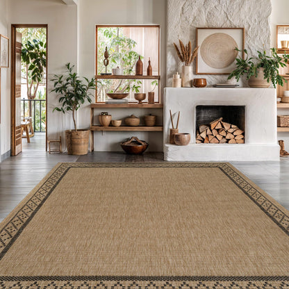 Luul Home Easy Jute Rugs 10x14 Frame Natural Color Living Room Indoor Outdoor Area Rug for Patio and Kitchen Rug High Traffic Washable Easy to Clean Solid Boho Woven Design Carpet (10 x 14)