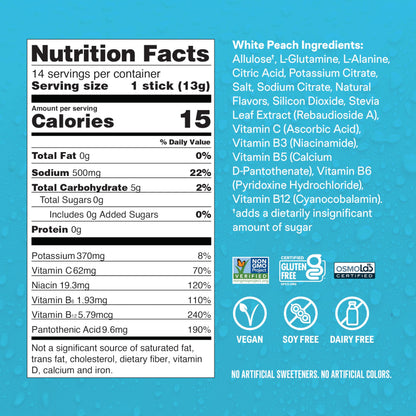 Liquid I.V.® Hydration Multiplier Sugar-Free - White Peach | Electrolyte Powder Drink Mix | 1 Pack (14 Servings)