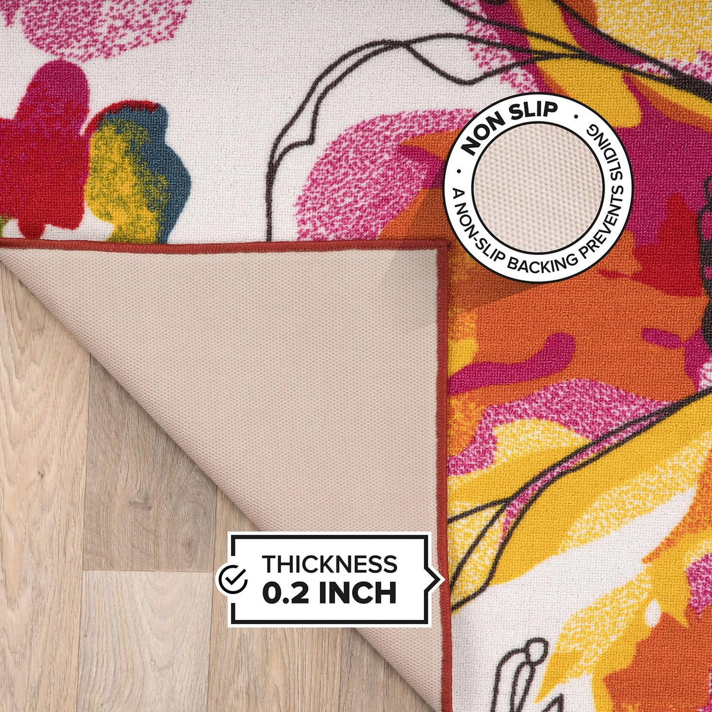 Rugshop Modern Bright Flowers Non-Slip (Non-Skid) Area Rug Runner 2' X 7' (22" X 84") Multi