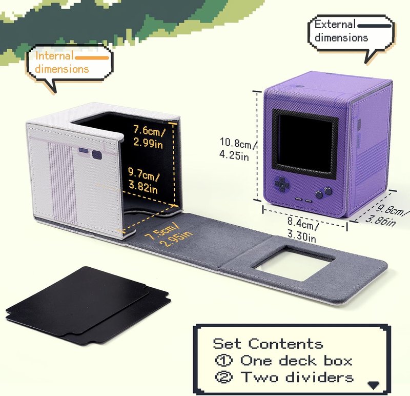 Retro Gaming Console MTG Deck Box - PU Leather Card Storage for 120 Sleeved Cards | Green with 2 Dividers