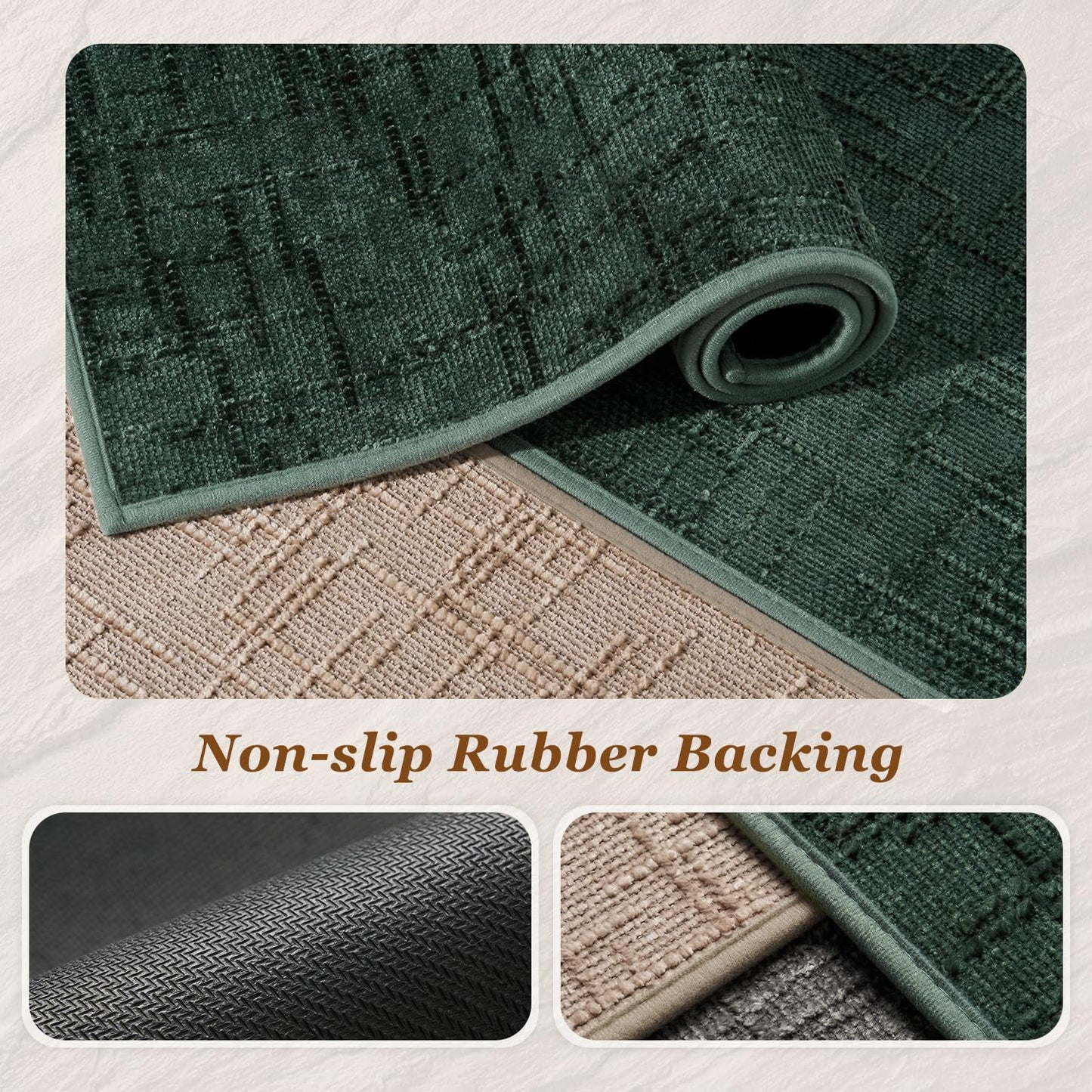 AMOAMI Bath Mat Non Slip Super Absorbent Quick Dry Bath Mats for Bathroom Floor Rubber Backing Washable Bathroom Rugs Modern Woven Jacquard Mat, Beside Tub Bath Rugs, 24" x 36", Green