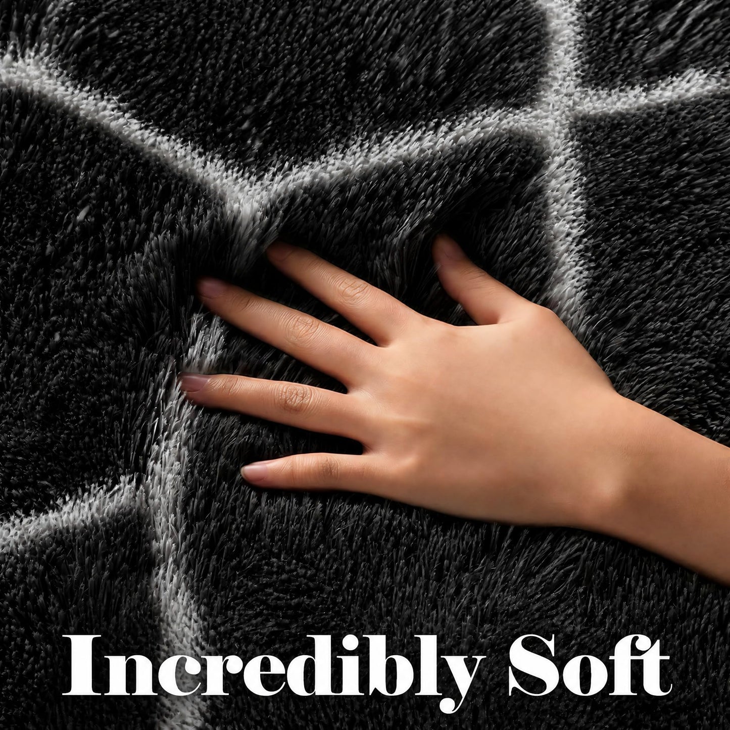 ONASAR Area Rugs for Bedroom Living Room, Fluffy 4x6 Black and White Rug, Geometric Shaggy Plush Bedside Indoor Floor Carpet for Nursery Kids Teens Girls Boys Dorm Home Office Decor