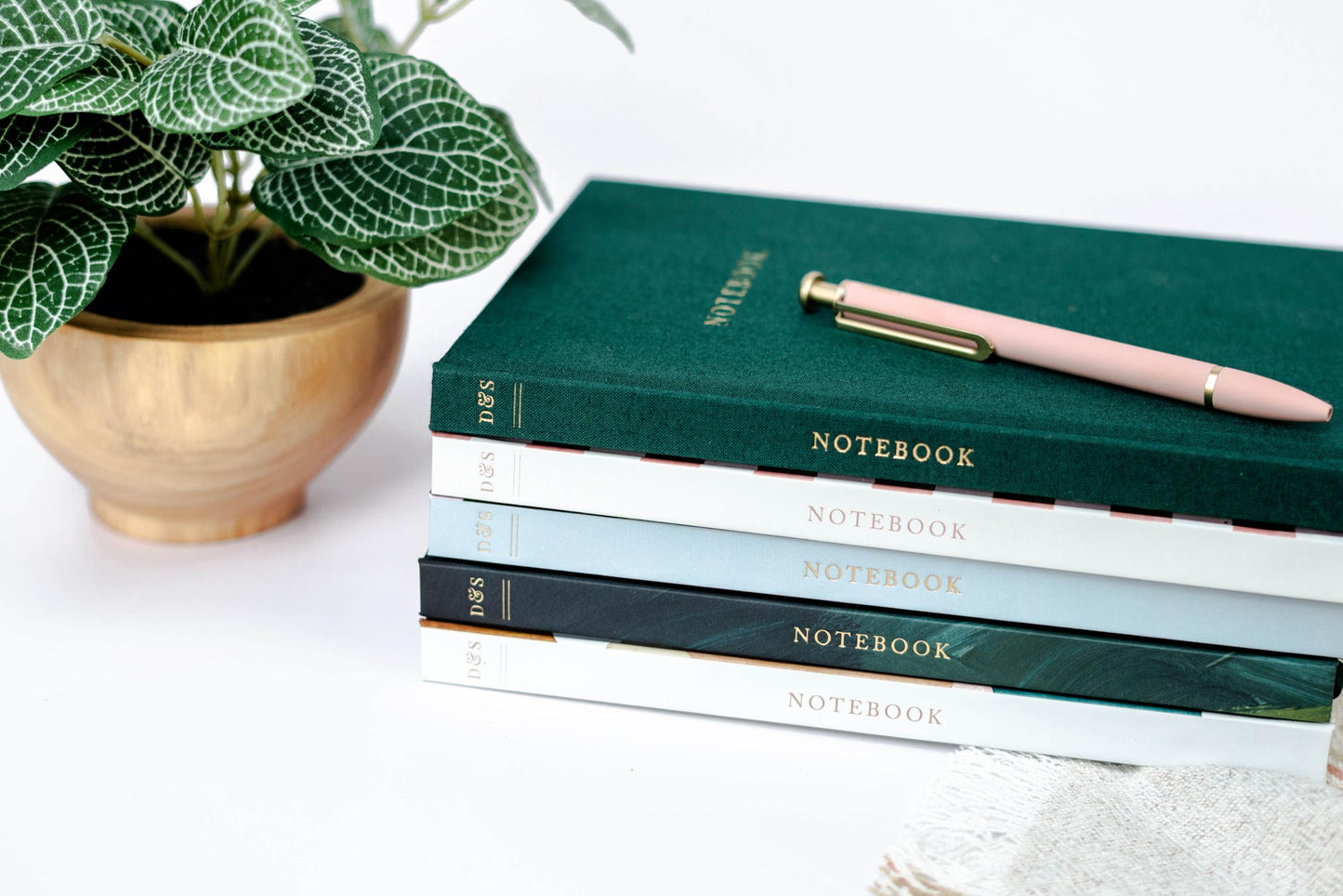 DUNCAN & STONE PAPER CO. Blank Journal Notebook (120 Pages) - Linen Bound Journaling Book for Writing Notes & More - Flat Lay Diary Journal – Giftable Lined Notebook Journals
