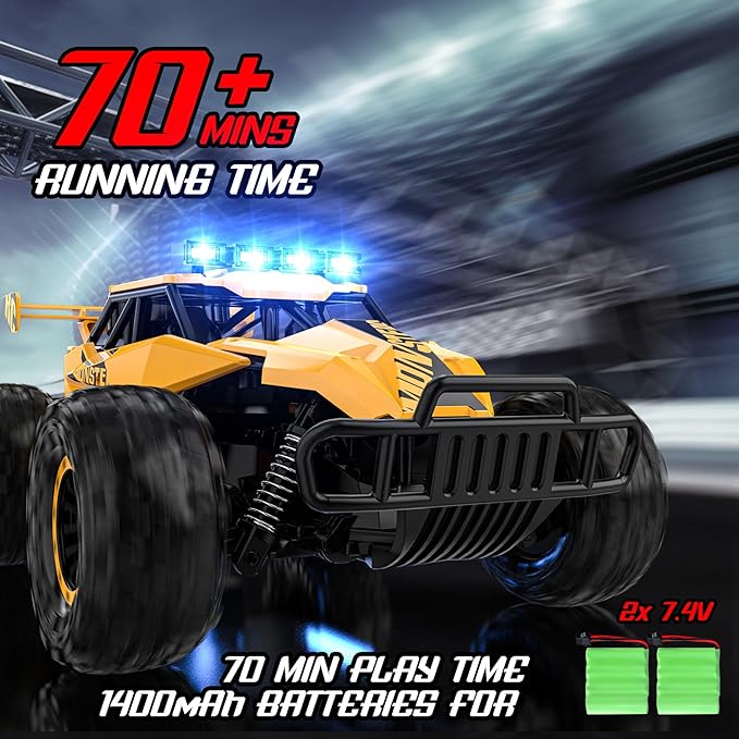 BLUEJAY Remote Control Car for Boys RC Cars 1:12 Monster RC Truck Off Road with LED Headlight and Rechargeable Battery Gifts for Adults Boys 8-12