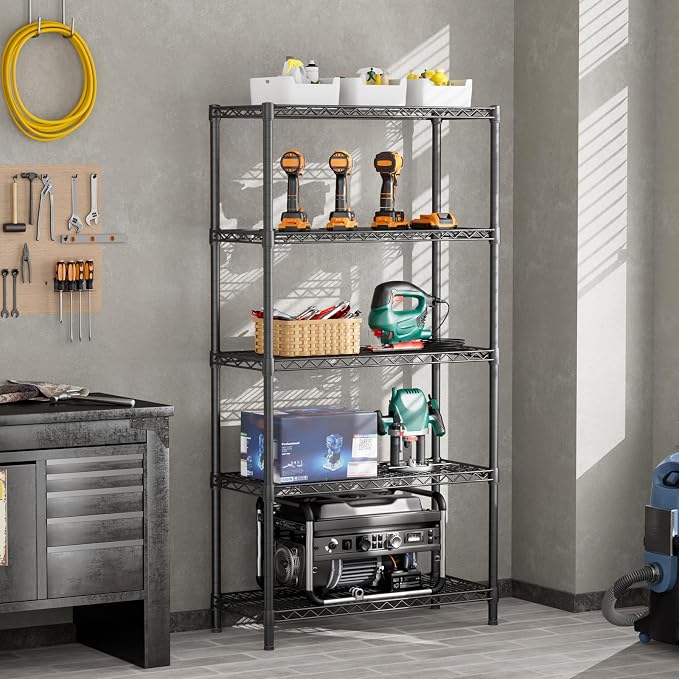 SINGAYE Shelf Closet Wire Shelving：Adjustable Metal Unit for Laundry Room Organization Bathroom Kitchen Home Garage Storage Pantry Rack Shelves