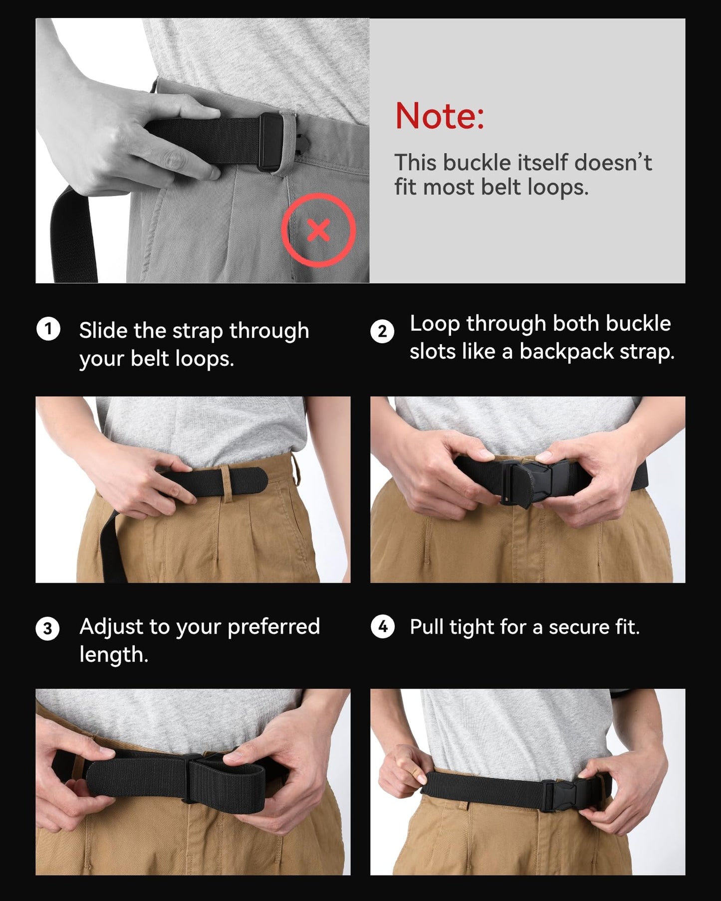 CHAOREN Stretch Tactical Belt Men - 1.5" Nylon Work Belt for Military EDC - Quick Release for Utility EMT Hiking
