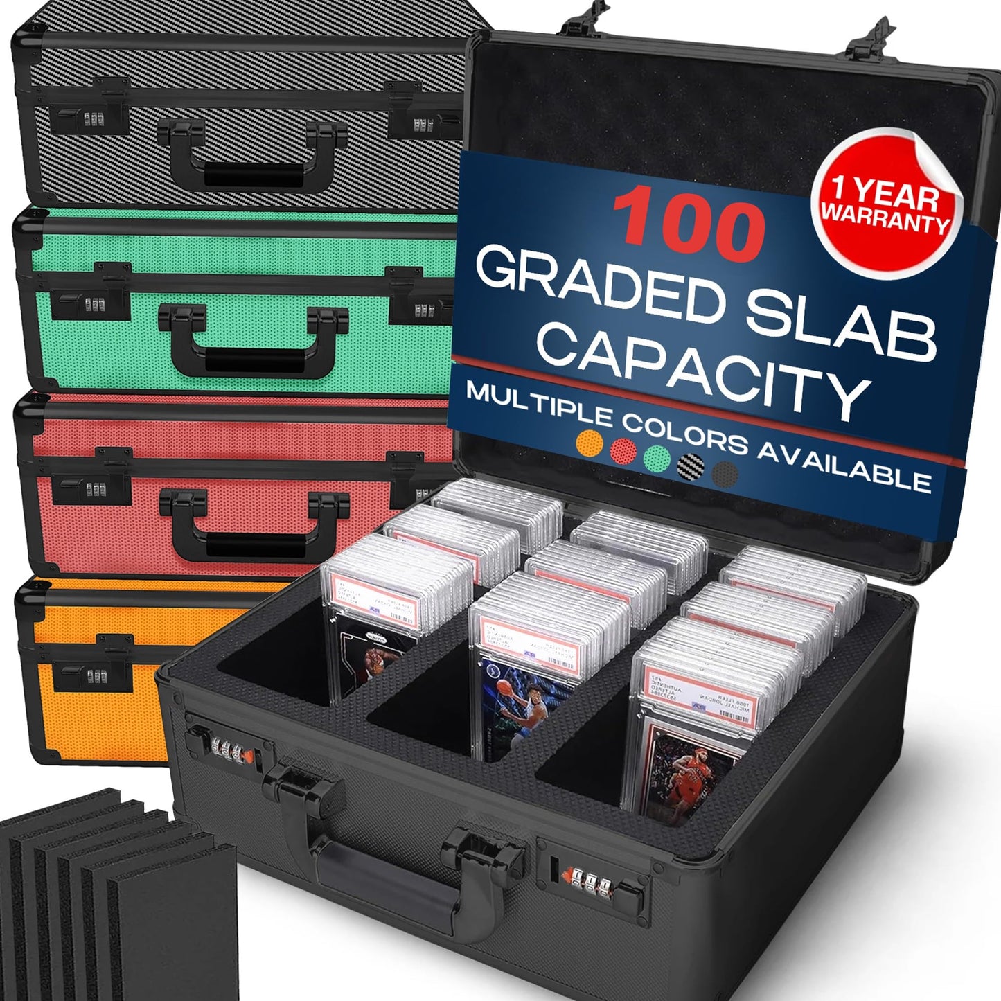 VALUN SLABPRO 100+ 3 ROW Graded Card Storage Box; Durable Sports, PSA Card Storage Box - Organizer Slab for Your Collection - For Baseball, Football, TCG, MTG Cards - Top Loader Design