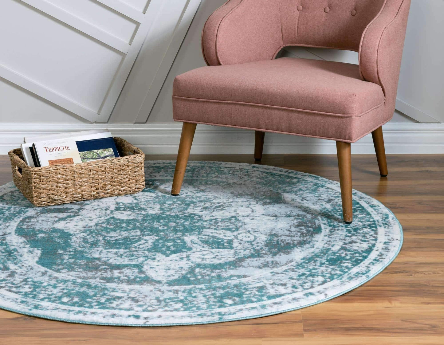 Unique Loom Sofia Collection Area Rug - Salle Garnier (5' 3" Round, Turquoise/ Blue)