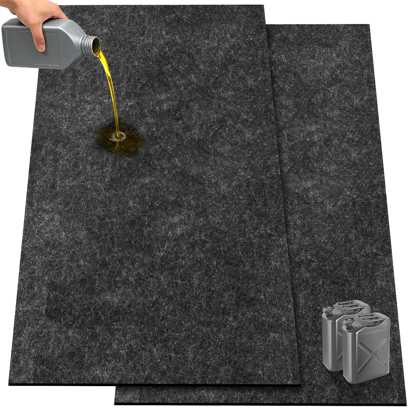 COAGOU 2 Pack 36" x 60" 0.12" Thick Oil Spill Mat Garage Rubber Mats for Floor – Black Water & Oil-Absorbent, Non-Slip, Easy to Clean, Reusable & Cut-to-Fit Mat for Oil Pan, Car, Motorcycle, Driveway