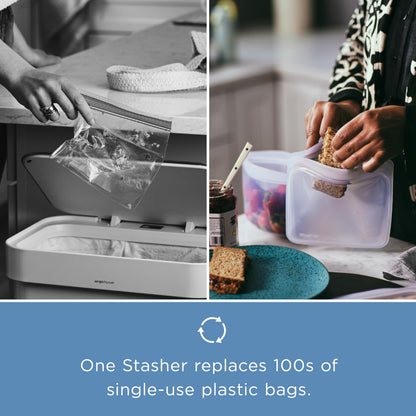 Stasher Premium Silicone Reusable Food Storage Bags, 4-Pack, Endangered Seas, Multi-Use Food Storage Bags, Lunch Bag, Travel Containers, BPA Free, Leak-free, Dishwasher-Safe, Eco-friendly