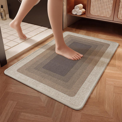 QiCaiJia Ultra Thin Bath Mat Bathroom Rugs, Quick Dry Super Absorbent Washable Bath Shower Mats, Rubber Backing Non Slip Bathroom Rug Fit Under Door, Brown 16x24
