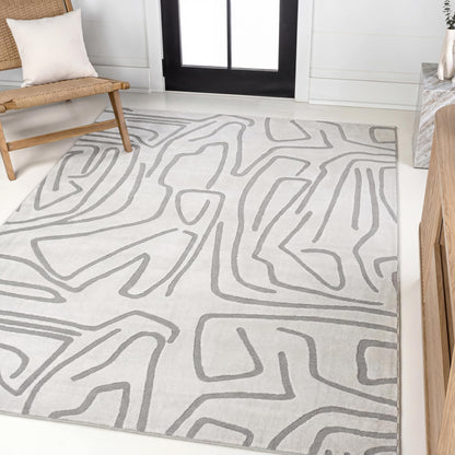 JONATHAN Y Graphic Lines High-Low Indoor Area Rug 8X10 White/Light Gray, Alcina Modern Scandinavian for Living Room, Bedroom, Kitchen, Easy-Cleaning, High Traffic, Pet-Friendly Non-Shedding SND102C-8