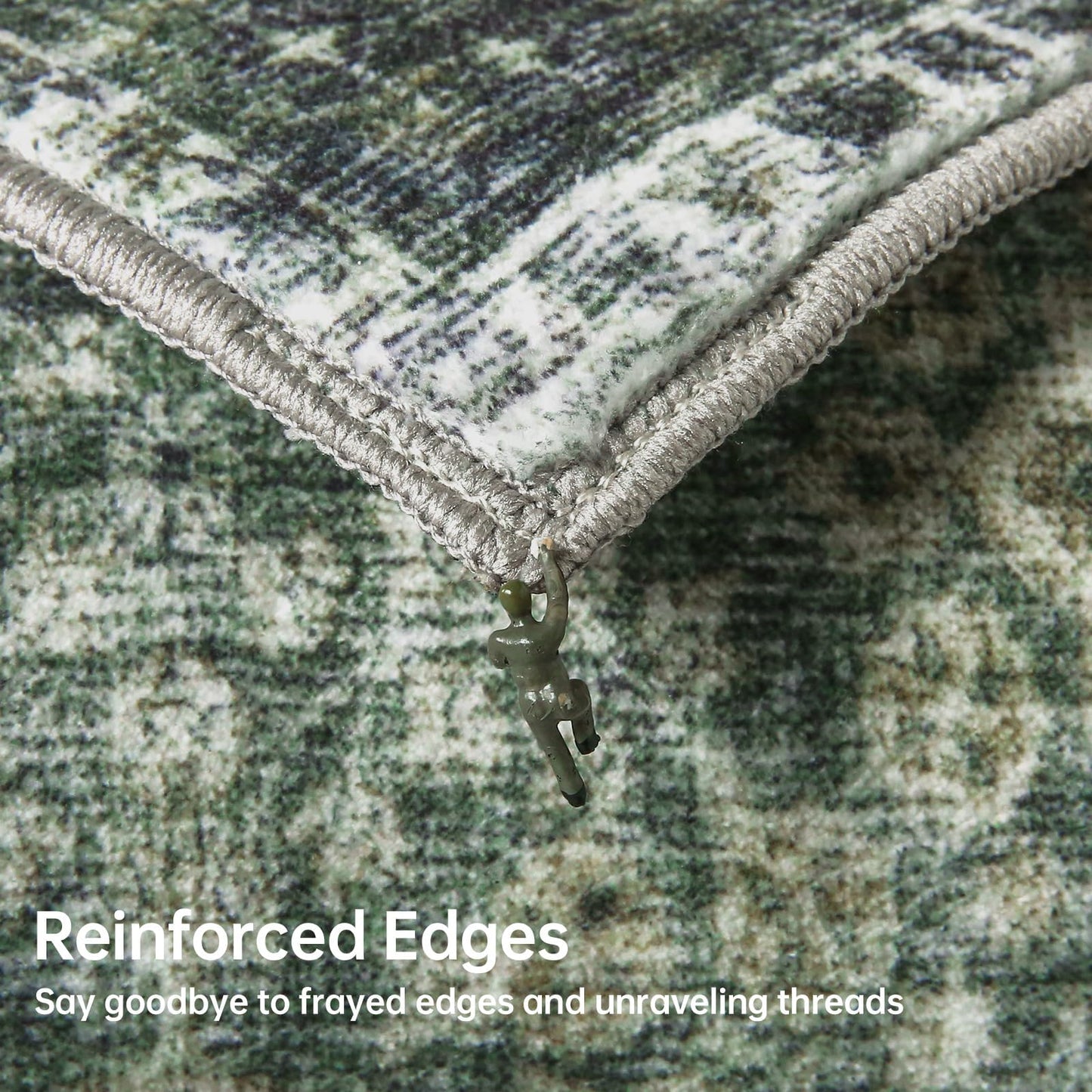Sasttie 4x6 Area Rug, Ultra-Soft Washable Rug, Low Pile Foldable Thin Carpets with Non-Slip Backing, Skin-Friendly Stain Resistant Carpet for Living Room, Bedroom, Kitchen, Dorm, 4x6, Dark Green