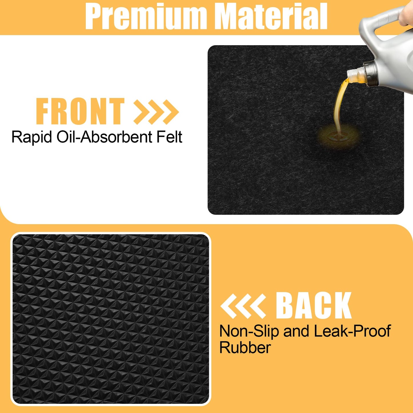 Papillon Oil Spill Mat & Garage Floor Mat | 48" x 72" Oil Change Mat for Under Car - Highly Leak-Proof, Non-Slip, Durable, Washable, Waterproof